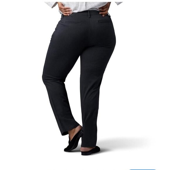 Lee Womens 18 Short Black Relaxed Fit Straight Leg Pants Wrinkle-Free Mid Rise - Picture 8 of 8